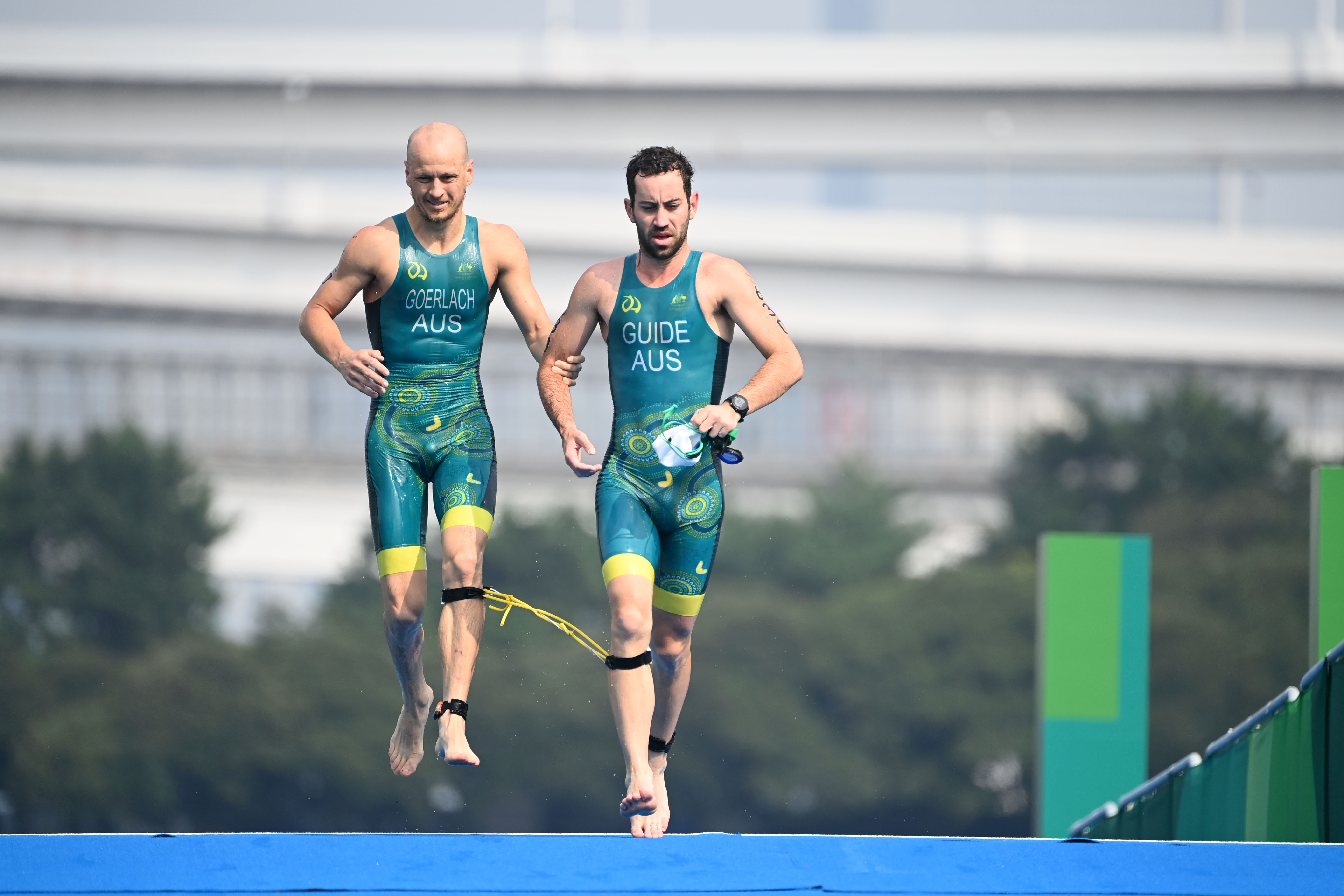 Jonathan Georlach competes in the Paratriathlon at Odiaba Bay, 2020 Tokyo Paralympic Game
