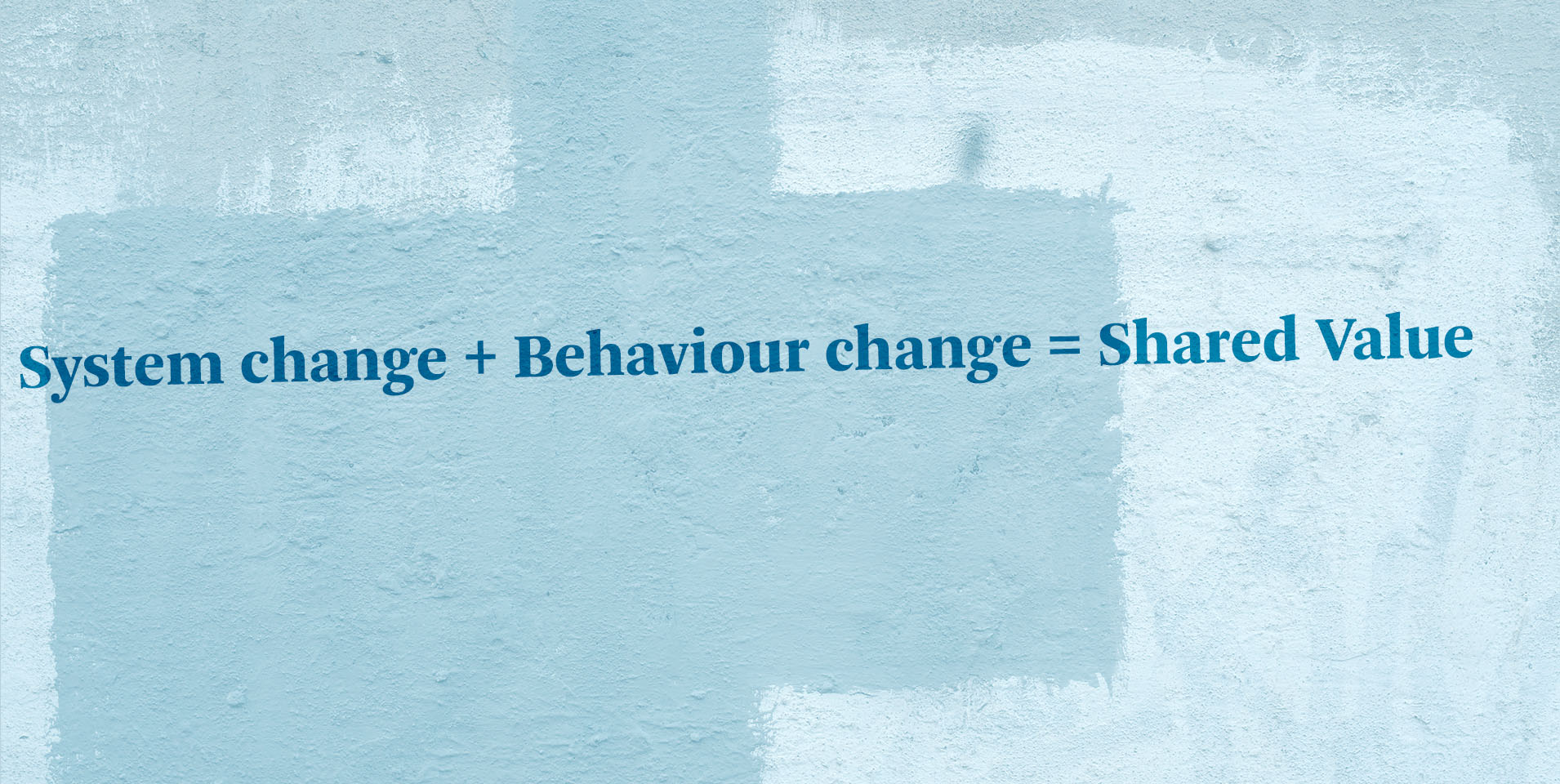 Behaviour and system change to create shared value.